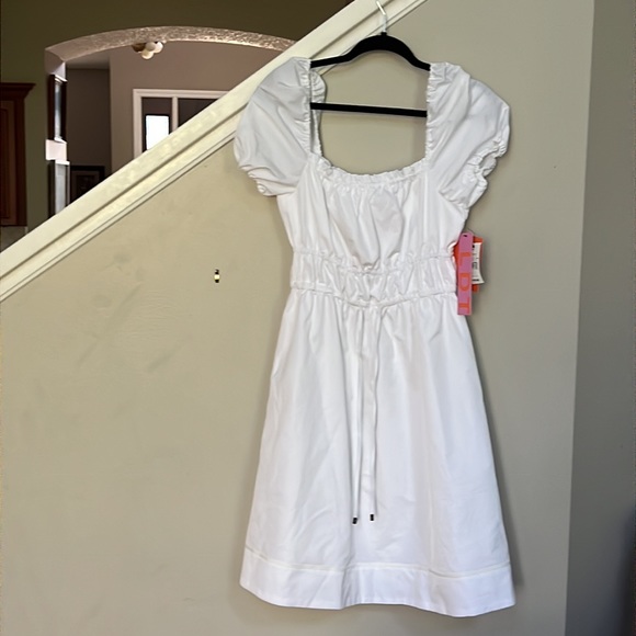 LDT
Claire Square Neck Smocked Short Puffed Sleeve Drawstring Front Dress - Picture 5 of 12